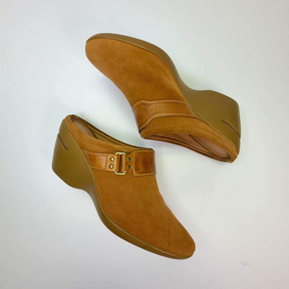 Cole Haan Women's Brown Suede Wedge Mule Clogs with Buckle Detail Size 8.5 B - Picture 10 of 15